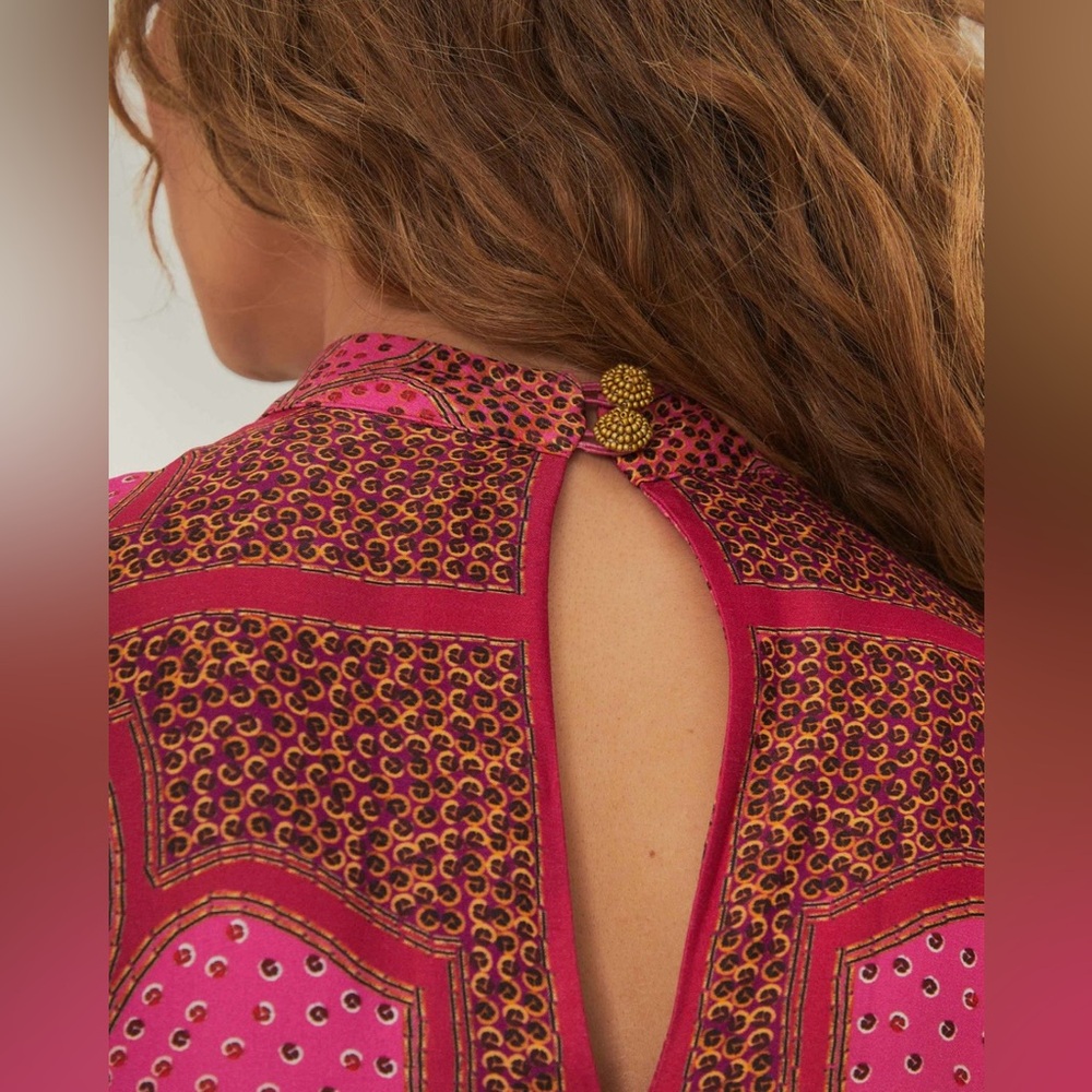 FARM Rio NWT Pink Floral Glam Scarf Lenzing™ Ecovero™ Mini Dress - Picture 5 of 6